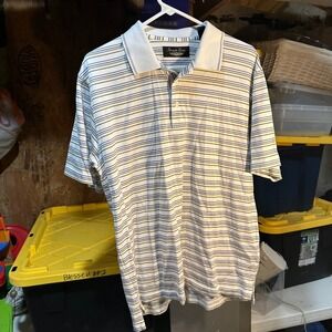 Straight Down Mens Striped Polo Shirt Short Sleeve Golf Casual‎ Size M